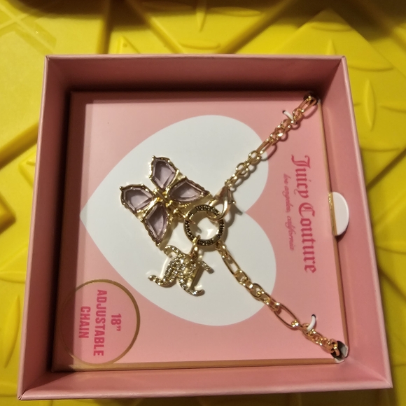 Juicy Couture Pink Crystal Butterfly Pendant Necklace - Picture 2 of 3